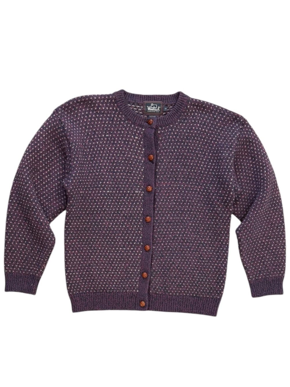 Vintage Woolrich Wool Purple Fair Isle Knit Cardigan